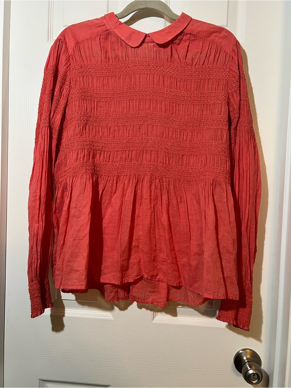 ๐ฆ Free People Coral Red Smocked Peasant Tunic size large